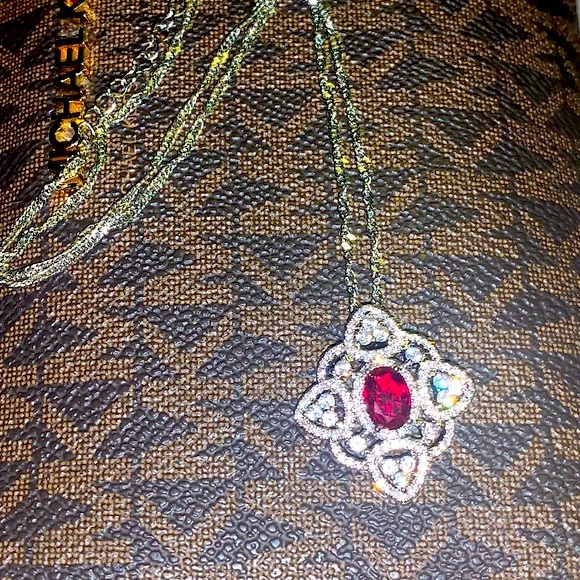 ๐งฟ2/$15๐งฟ NWT/NIB Ruby & White Sapphire Silver Necklace - Picture 4 of 12